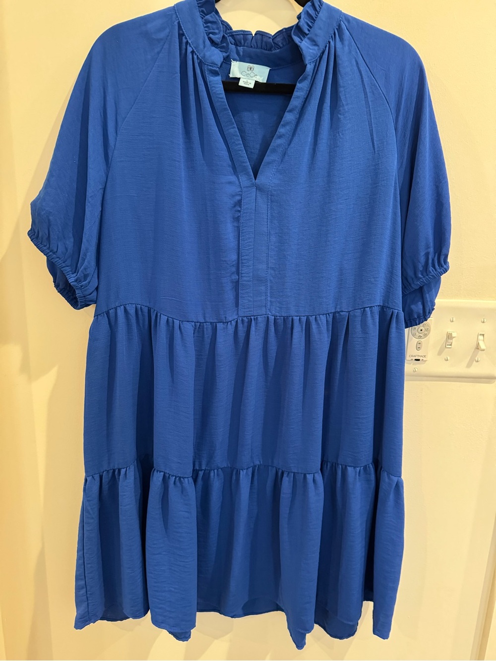 CeCe Royal Blue Tiered V-Neck Midi Dress - Picture 2 of 9